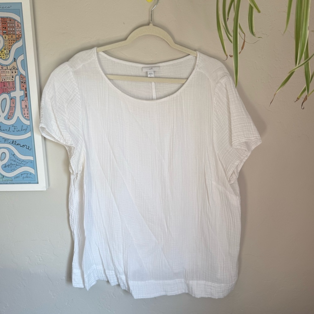 J.Jill White Cotton Short-Sleeve Top